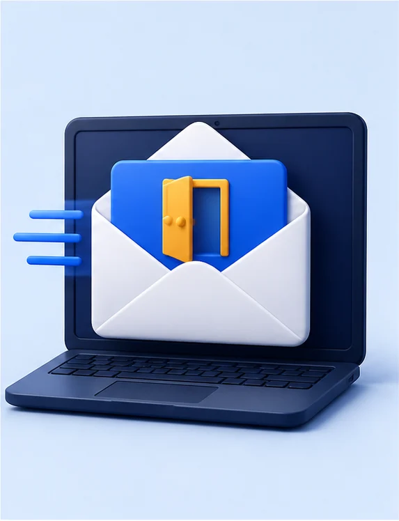 E-mail chegando com as instruções de acesso